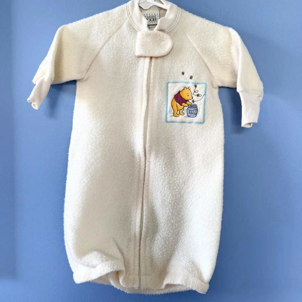 Vintage Classic Pooh Cream Fleece Sleep Sack Winnie the Pooh Newborn USA Made